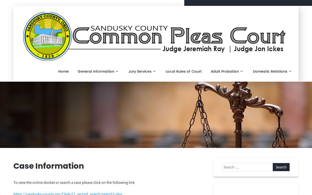 Sandusky County docket search route from Common Pleas case information