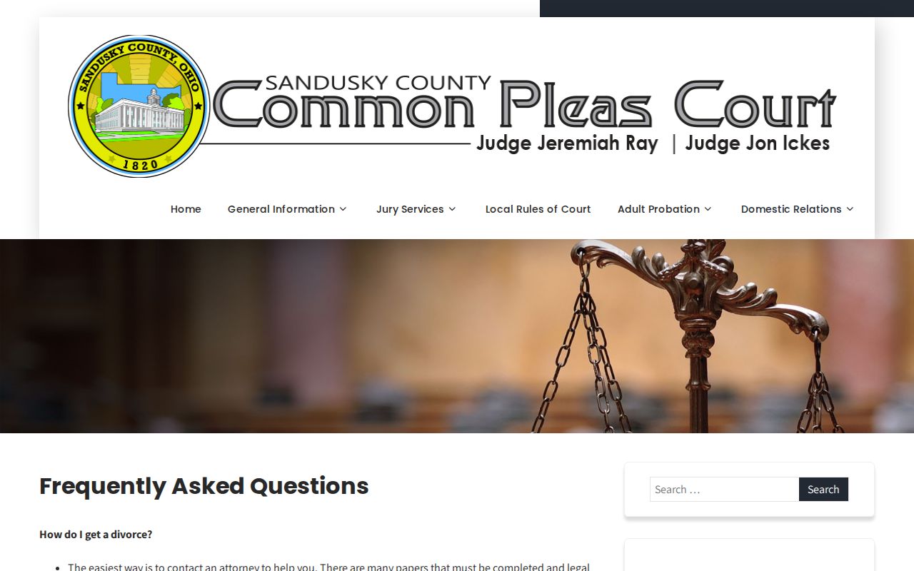 Sandusky County civil court docket hearing notice and continuance guidance source