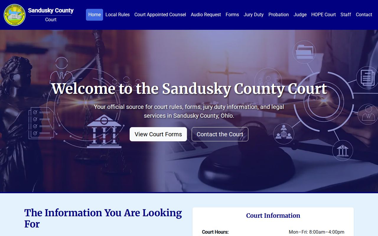 Clyde court records through Sandusky County Court services and clerk access