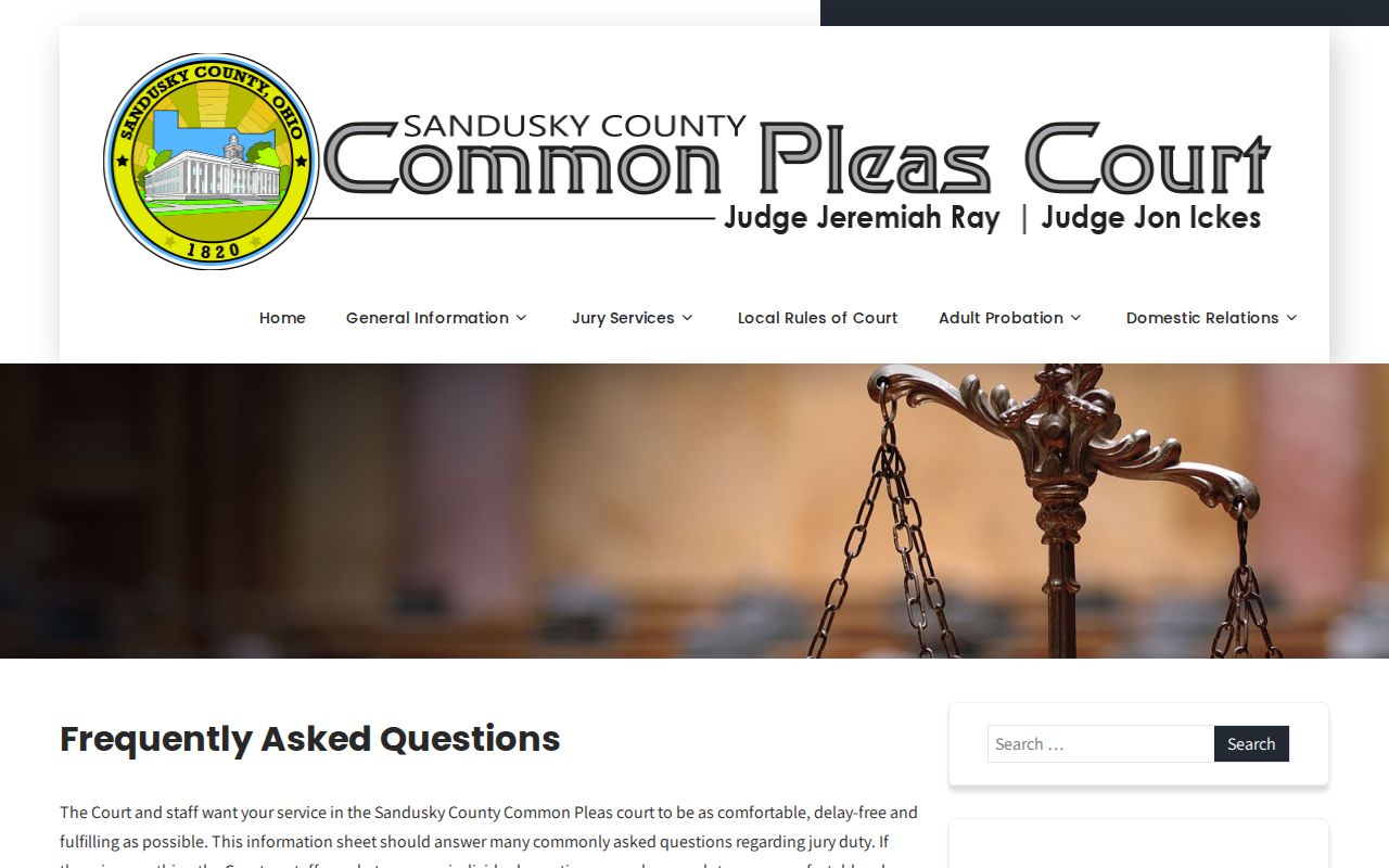 Sandusky County court calendar courtroom appearance and trial setting source