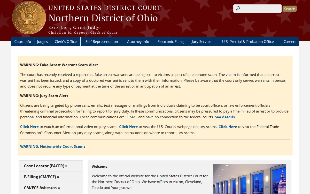 Sandusky County court records and Northern District of Ohio court route