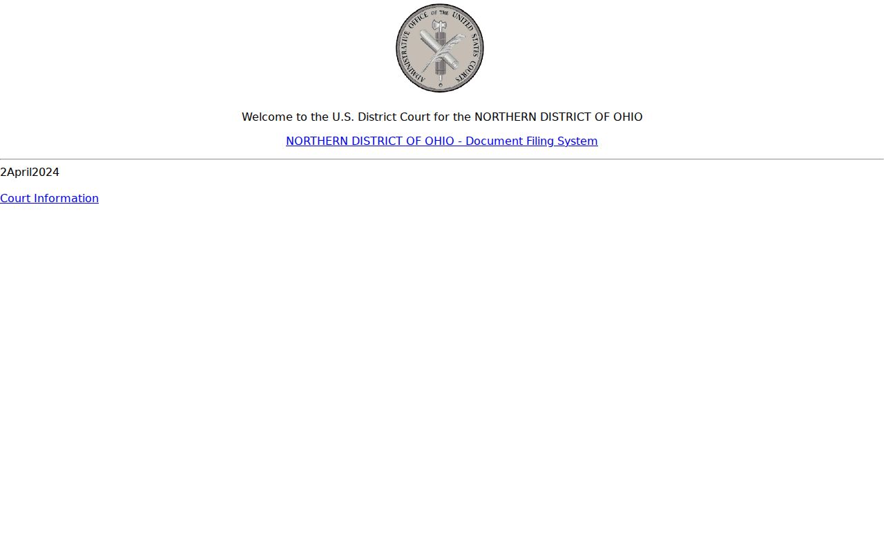 Sandusky County court records and federal electronic filing distinction