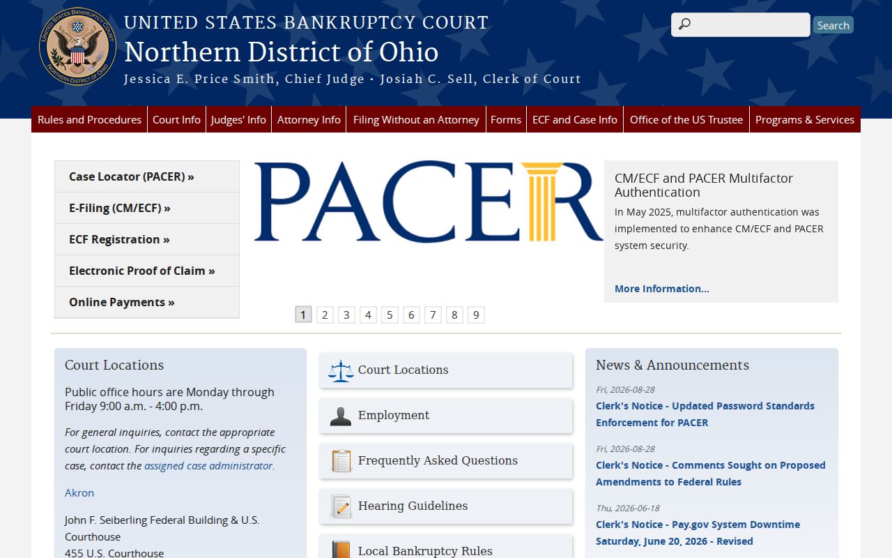 Sandusky County court records and Northern District bankruptcy court route