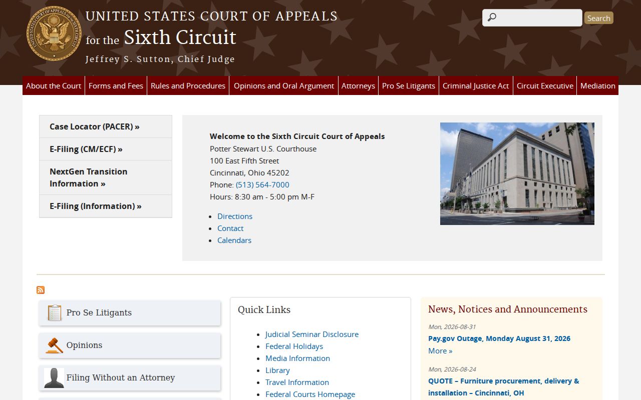 Sandusky County court records and Sixth Circuit federal appeal route