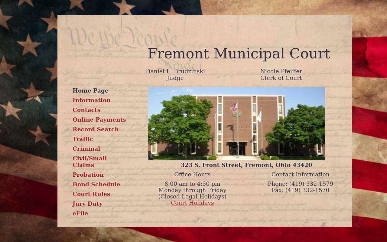 Fremont court records at Fremont Municipal Court in Sandusky County