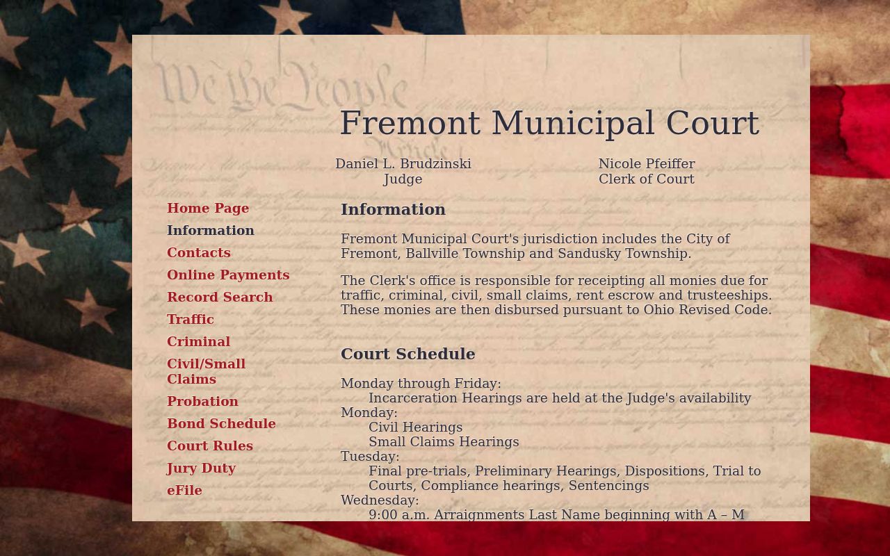 Fremont court records and Municipal Court clerk information in Sandusky County