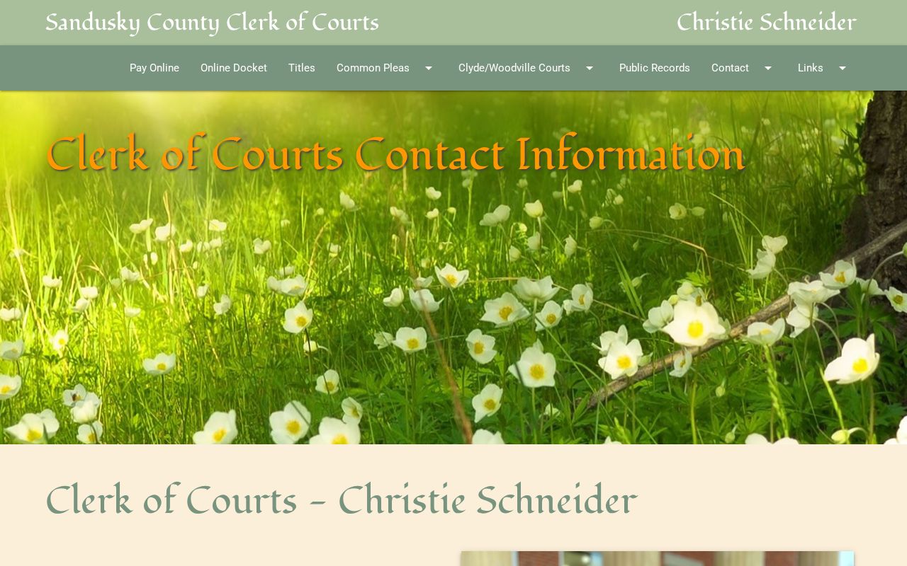 Sandusky County court docket Common Pleas Legal clerk counter contact page