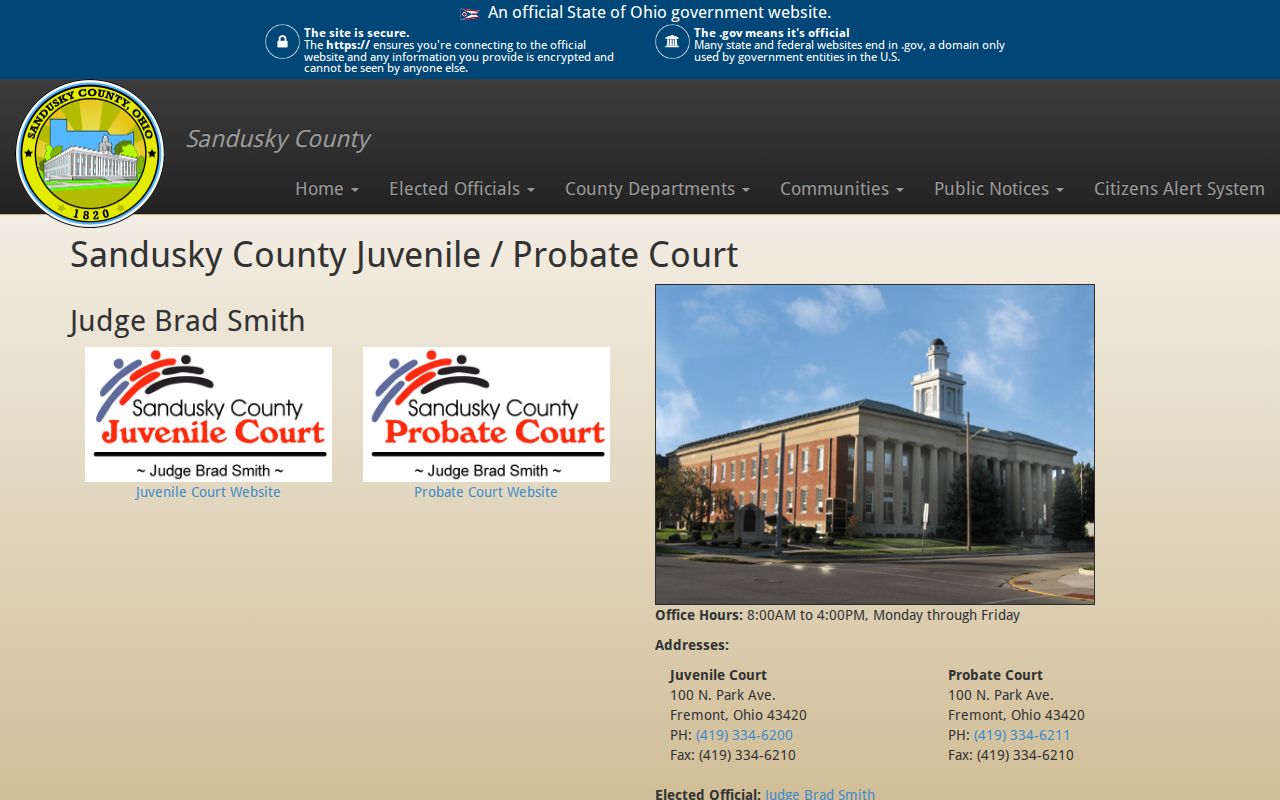 Sandusky County court docket Juvenile and Probate Court contact information